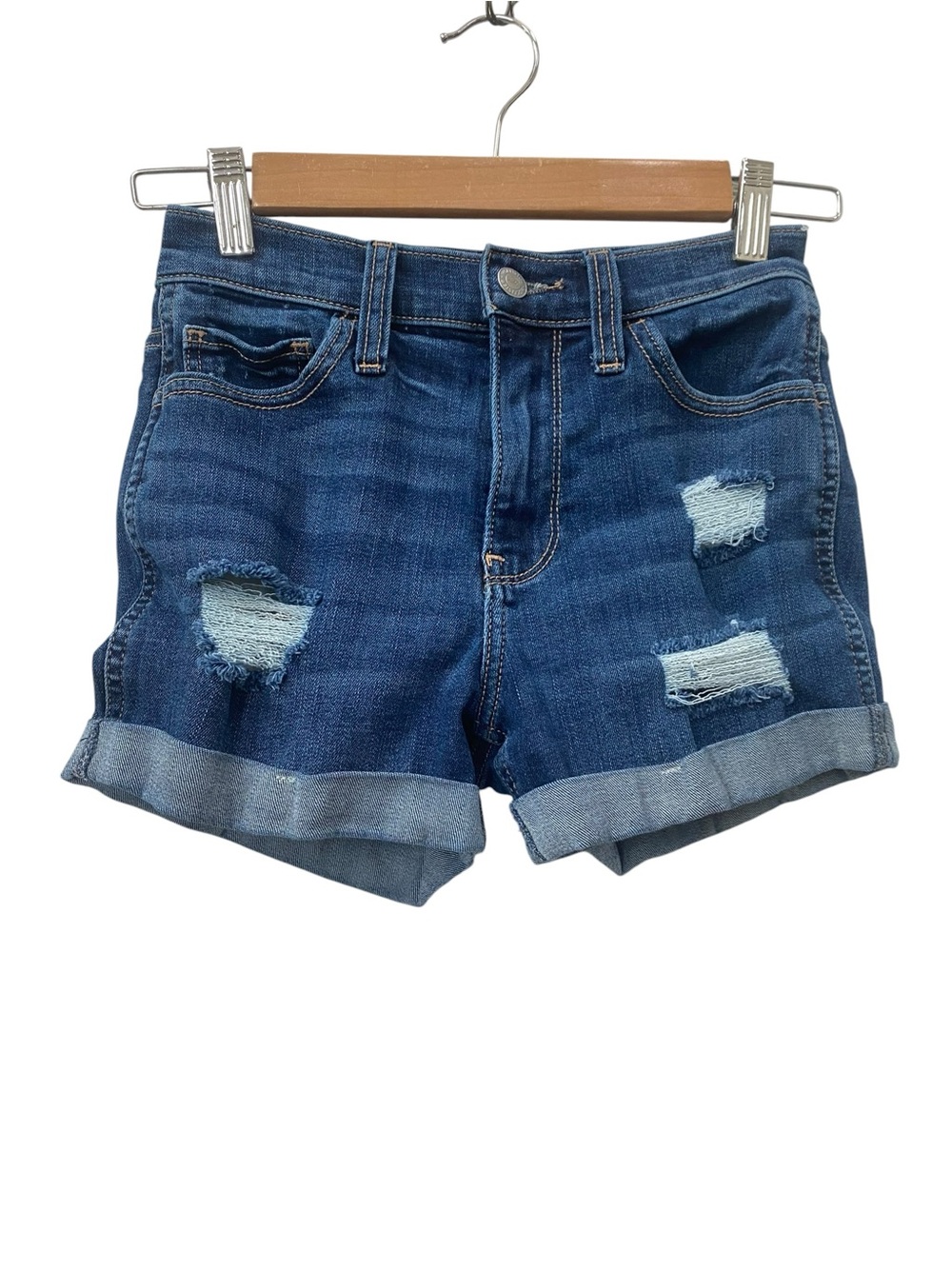 Hollister High Rise Shorts Denim Roll‑Cuff Distressed size 1/0 W25